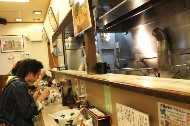 The ramen shop was a super narrow hole-in-the-wall with just one long counter where you sit and eat what these guys cook up for you.