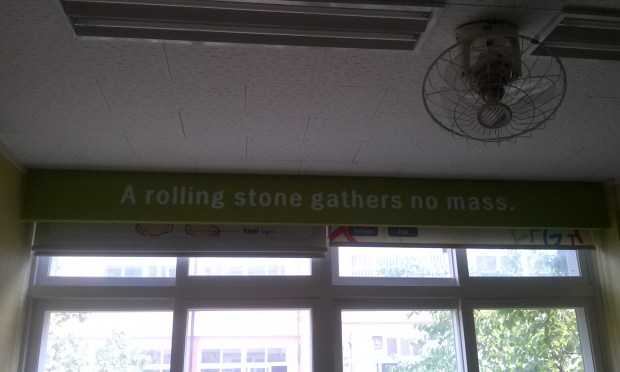 This is on the wall in my English classroom.