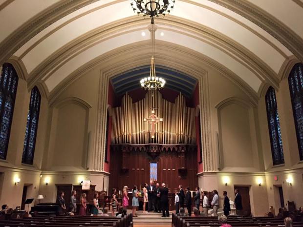 Rehearsing. PS- Isn't this church fabulous?